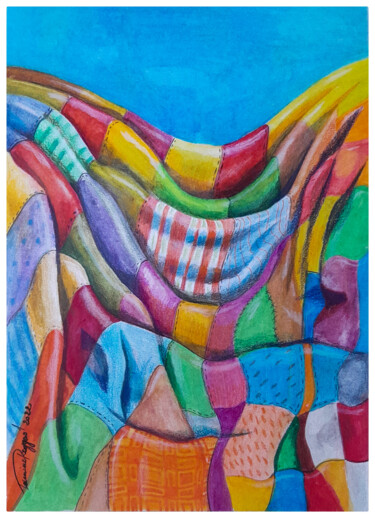 Dessin intitulée "" patchwork "" par Lamine Reggad, Œuvre d'art originale, Crayon