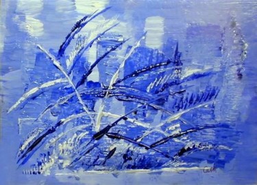Peinture intitulée "L'île bleue" par La Miss Cath, Œuvre d'art originale, Huile