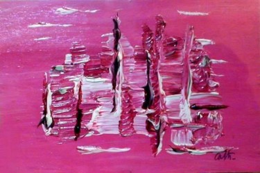 Peinture intitulée "Petite cité rose" par La Miss Cath, Œuvre d'art originale