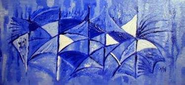 Peinture intitulée "Chapiteau bleu" par La Miss Cath, Œuvre d'art originale, Huile