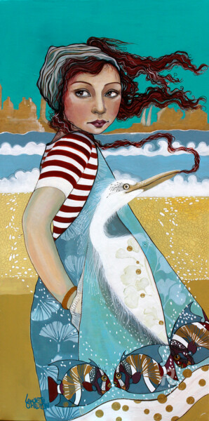 Dans mon Tablier ... Peinture intitulée "Dans mon Tablier ..." par Aurelie Chauvin, Œuvre d'art originale, Acrylique Monté sur Châssis