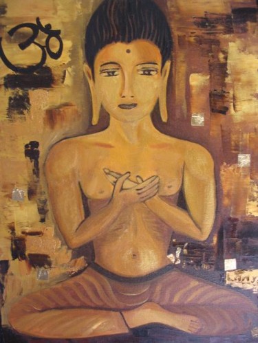 Peinture intitulée "LAMY - Bouddha au om" par Lamy, Œuvre d'art originale, Huile
