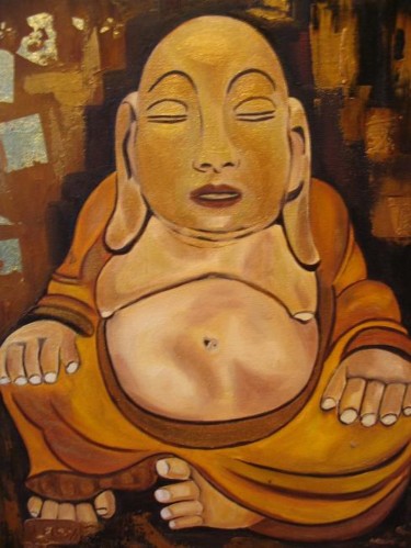Peinture intitulée "LAMY - Bouddha chin…" par Lamy, Œuvre d'art originale, Huile