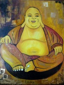 Peinture intitulée "LAMY - Bouddha chin…" par Lamy, Œuvre d'art originale, Huile