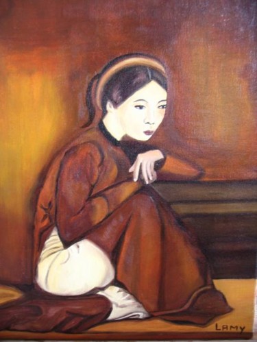 Peinture intitulée "LAMY - Femme assise" par Lamy, Œuvre d'art originale, Huile