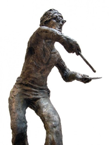 Sculpture intitulée "lanceur de couteaux" par Lamy Tcha, Œuvre d'art originale, Résine