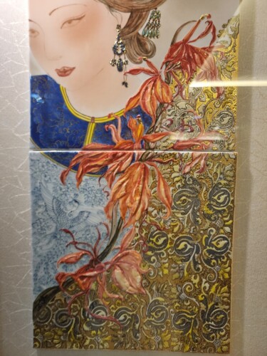 Картина под названием "半江瑟瑟半江​紅" - 藍月, Подлинное произведение искусства, Керамика