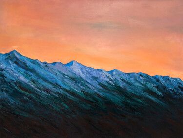 Sunset sky in the Mountains Pintura intitulada "Sunset sky in the M…" por Lana Abramoshvili (Lana Li), Obras de arte originais, Óleo Montado em Maca de…