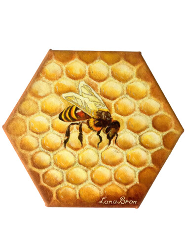 Malerei mit dem Titel "Bee. Honeycomb" von Lana Bran, Original-Kunstwerk, Öl