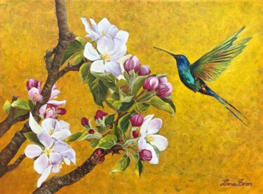 Painting titled "Flowers and humming…" by Lana Bran, Original Artwork, Oil