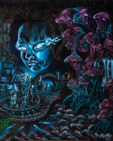 Картина под названием "Vision Oppressante" - Lana Dri, Подлинное произведение искусства, Акрил Установлен на Деревянная рама…