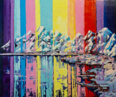 Картина под названием "Awe of Aurora" - Lana Frey, Подлинное произведение искусства, Масло
