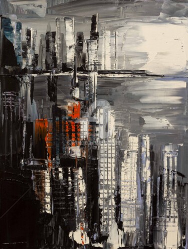 제목이 "Mist over horizon"인 미술작품 Lana Frey로, 원작, 기름 나무 들것 프레임에 장착됨
