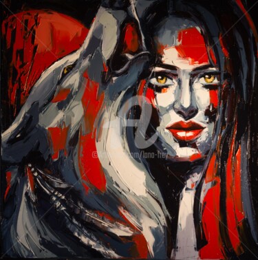 Peinture intitulée "Crimson song" par Lana Frey, Œuvre d'art originale, Huile Monté sur Châssis en bois