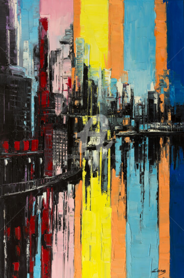 Картина под названием "Colorful day" - Lana Frey, Подлинное произведение искусства, Масло Установлен на Деревянная рама для…