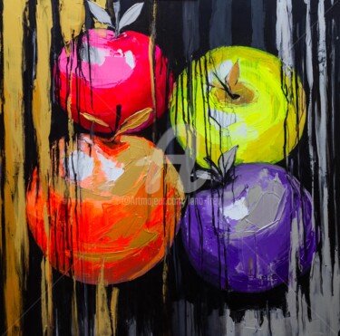 Pittura intitolato "Festive apples" da Lana Frey, Opera d'arte originale, Acrilico