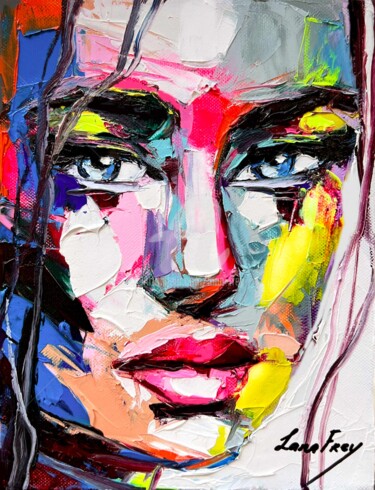 Картина под названием "Iris" - Lana Frey, Подлинное произведение искусства, Масло Установлен на Деревянная рама для носилок