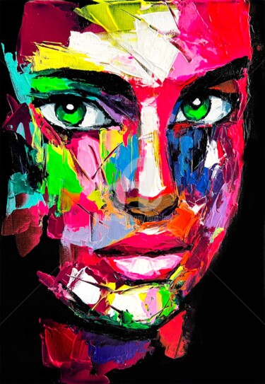 Картина под названием "Mirror" - Lana Frey, Подлинное произведение искусства, Акрил Установлен на Деревянная рама для носилок
