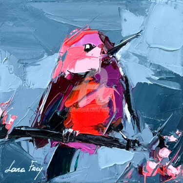 Painting titled "Sweet pink" by Lana Frey, Original Artwork, Oil Mounted on Wood Stretcher frame