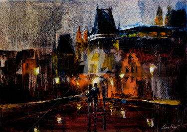 Картина под названием "Evening on the Char…" - Lana Frey, Подлинное произведение искусства, Масло Установлен на Деревянная р…