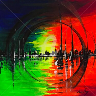 Malarstwo zatytułowany „Sunset touches” autorstwa Lana Frey, Oryginalna praca, Akryl Zamontowany na Drewniana rama noszy
