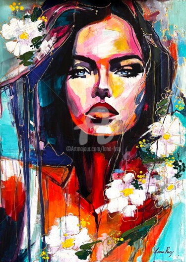Картина под названием "Elaira" - Lana Frey, Подлинное произведение искусства, Акрил Установлен на Деревянная рама для носилок