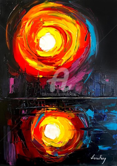 Schilderij getiteld "Endless glow" door Lana Frey, Origineel Kunstwerk, Acryl Gemonteerd op Karton