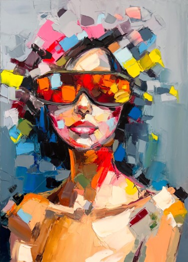 Картина под названием "Colors of Her World" - Lana Frey, Подлинное произведение искусства, Масло Установлен на Деревянная ра…