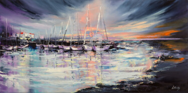Malerei mit dem Titel "Sleepy harbour" von Lana Frey, Original-Kunstwerk, Öl