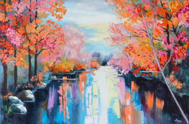 Peinture intitulée "Autumn flow" par Lana Frey, Œuvre d'art originale, Huile
