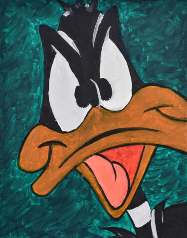 Malerei mit dem Titel "Angry Daffy" von Lana Graule, Original-Kunstwerk, Acryl