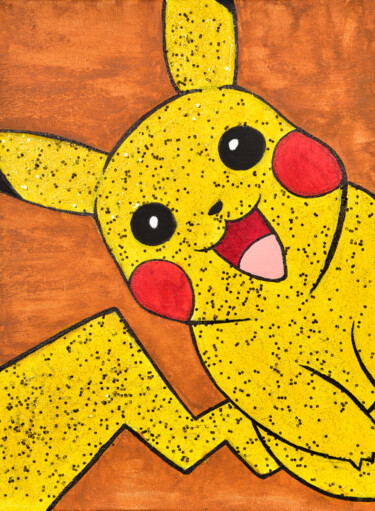 Pintura intitulada "Smiling Pikachu" por Lana Graule, Obras de arte originais, Acrílico