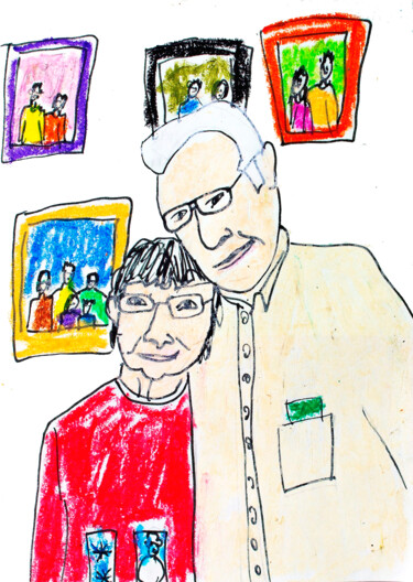 Drawing titled "The happy couple" by Lana Krainova, Original Artwork, Pastel