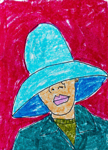 Tekening getiteld "Hat girl" door Lana Krainova, Origineel Kunstwerk, Pastel