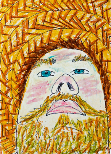 Dibujo titulada "Hat man" por Lana Krainova, Obra de arte original, Pastel
