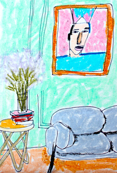 Drawing titled "Chambre" by Lana Krainova, Original Artwork, Pastel