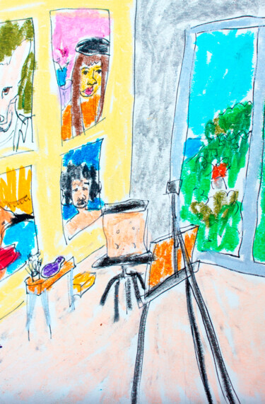 Drawing titled "Artist's studio" by Lana Krainova, Original Artwork, Pastel