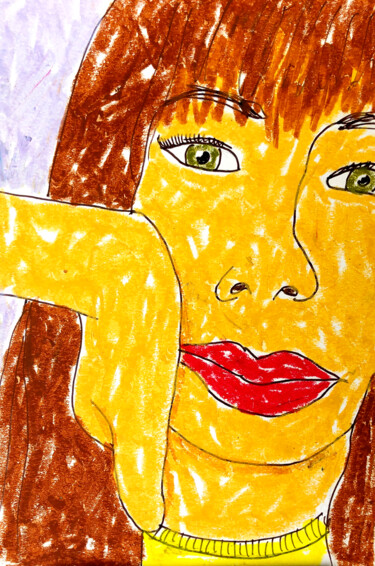 Disegno intitolato "Selfie" da Lana Krainova, Opera d'arte originale, Pastello