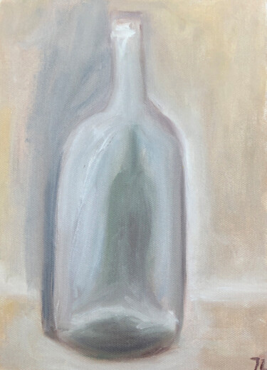 Painting titled "A bottle" by Lana Krainova, Original Artwork, Oil Mounted on Wood Stretcher frame