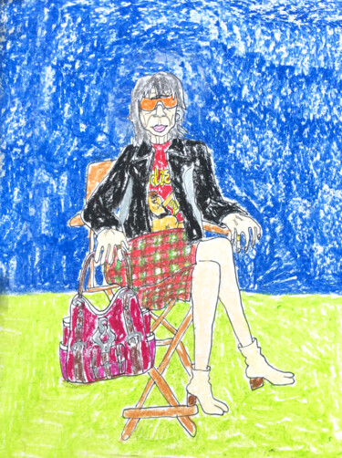 Dessin intitulée "Trendy grandpa" par Lana Krainova, Œuvre d'art originale, Pastel