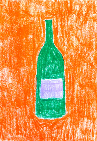 Dessin intitulée "Wine bottle" par Lana Krainova, Œuvre d'art originale, Pastel