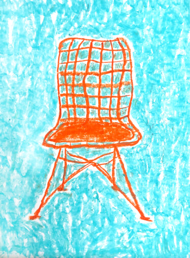 Dibujo titulada "Red chair" por Lana Krainova, Obra de arte original, Pastel