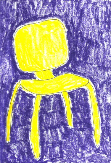 Tekening getiteld "Yellow seat" door Lana Krainova, Origineel Kunstwerk, Pastel