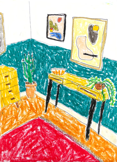 Zeichnungen mit dem Titel "Interior II" von Lana Krainova, Original-Kunstwerk, Pastell