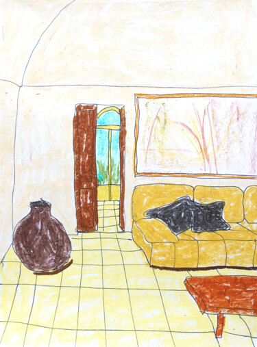 Desenho intitulada "Villa" por Lana Krainova, Obras de arte originais, Pastel