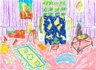 Disegno intitolato "Lana's pink studio" da Lana Krainova, Opera d'arte originale, Pastello