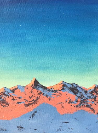 Картина под названием "Morning mountains,…" - Lana Krainova, Подлинное произведение искусства, Акрил