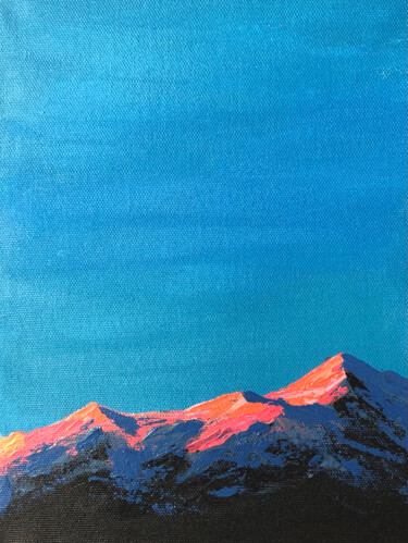 Painting titled "Sunset mountains, 4…" by Lana Krainova, Original Artwork, Acrylic