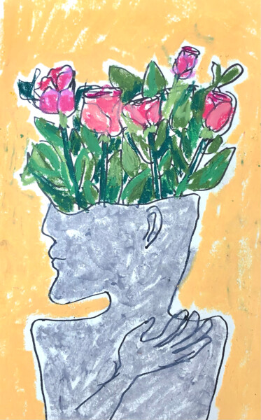 Drawing titled "A vase" by Lana Krainova, Original Artwork, Pastel