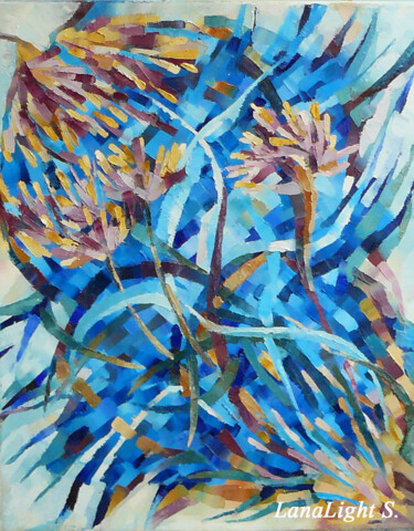 Картина под названием "Sea and grass" - Lana Light S., Подлинное произведение искусства, Масло